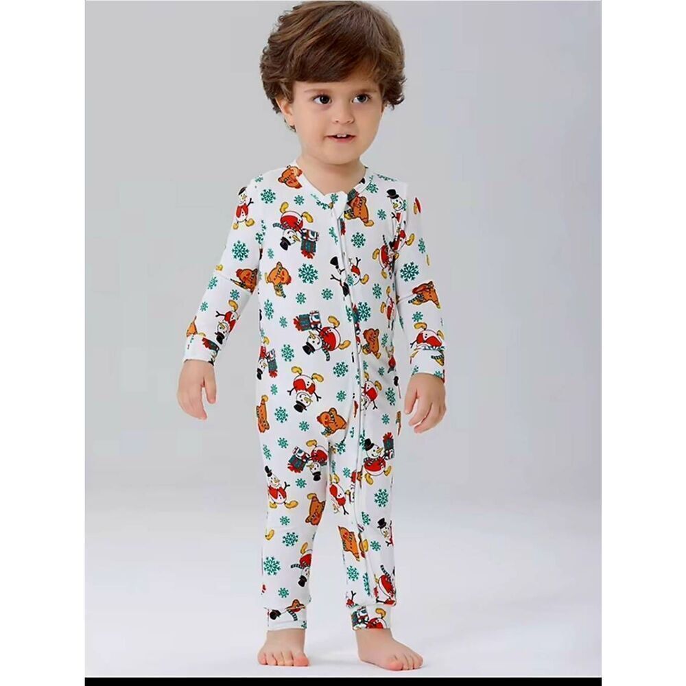 NWT EASWEET BOYS ONE PIECE FOOTLESS ZIPPERED SNOWMAN PAJAMAS